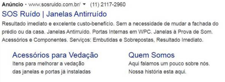 A imagem é o printscreen de um dos textos desenvolvidos para links patrocinados do Google.