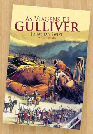 A imagem é a foto da capa do livro As Viagens de Gulliver.