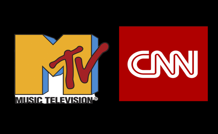 A imagem é a foto dos logotipos da MTV e da CNN.